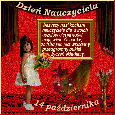 Malutka dziewczynka z życzeniami z okazji dnia nauczyciela